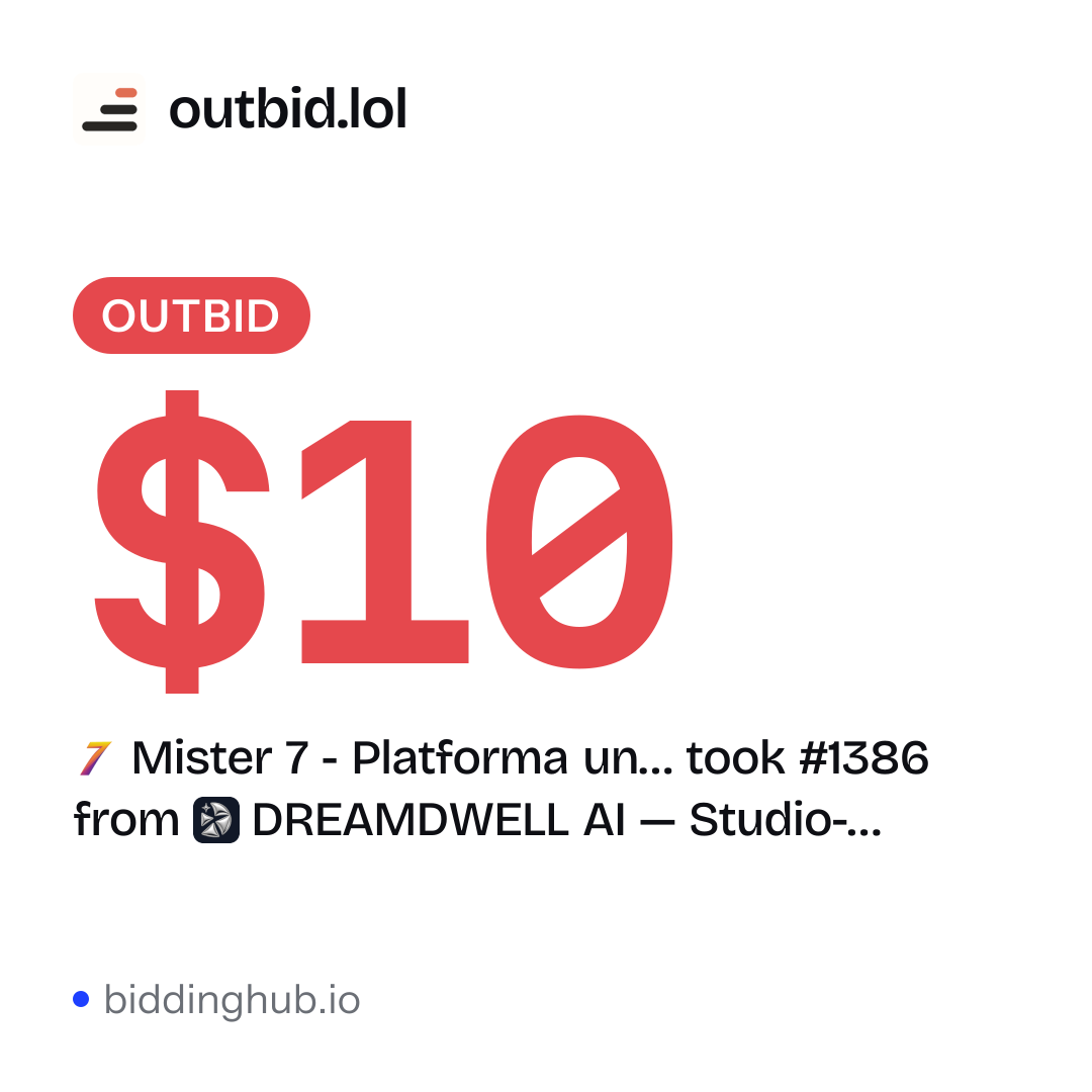 Mister 7 - Platforma un… took #1386 from DREAMDWELL AI — Studio-… on outbid.lol for $10.