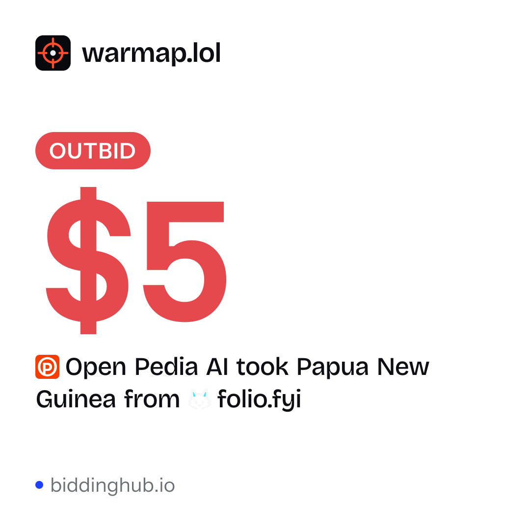 Open Pedia AI took Papua New Guinea from folio.fyi on warmap.lol for $5.