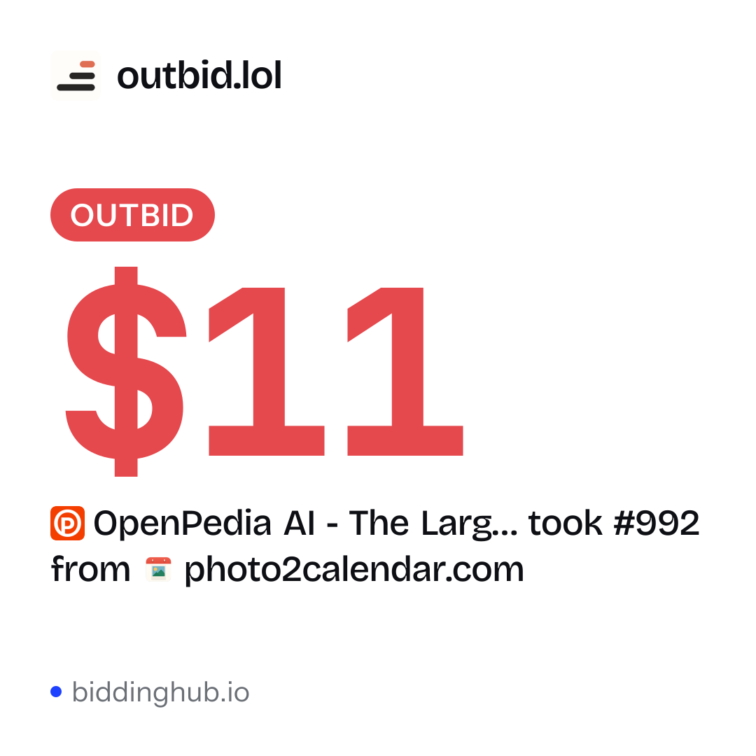 OpenPedia AI - The Larg… took #992 from photo2calendar.com on outbid.lol for $11.