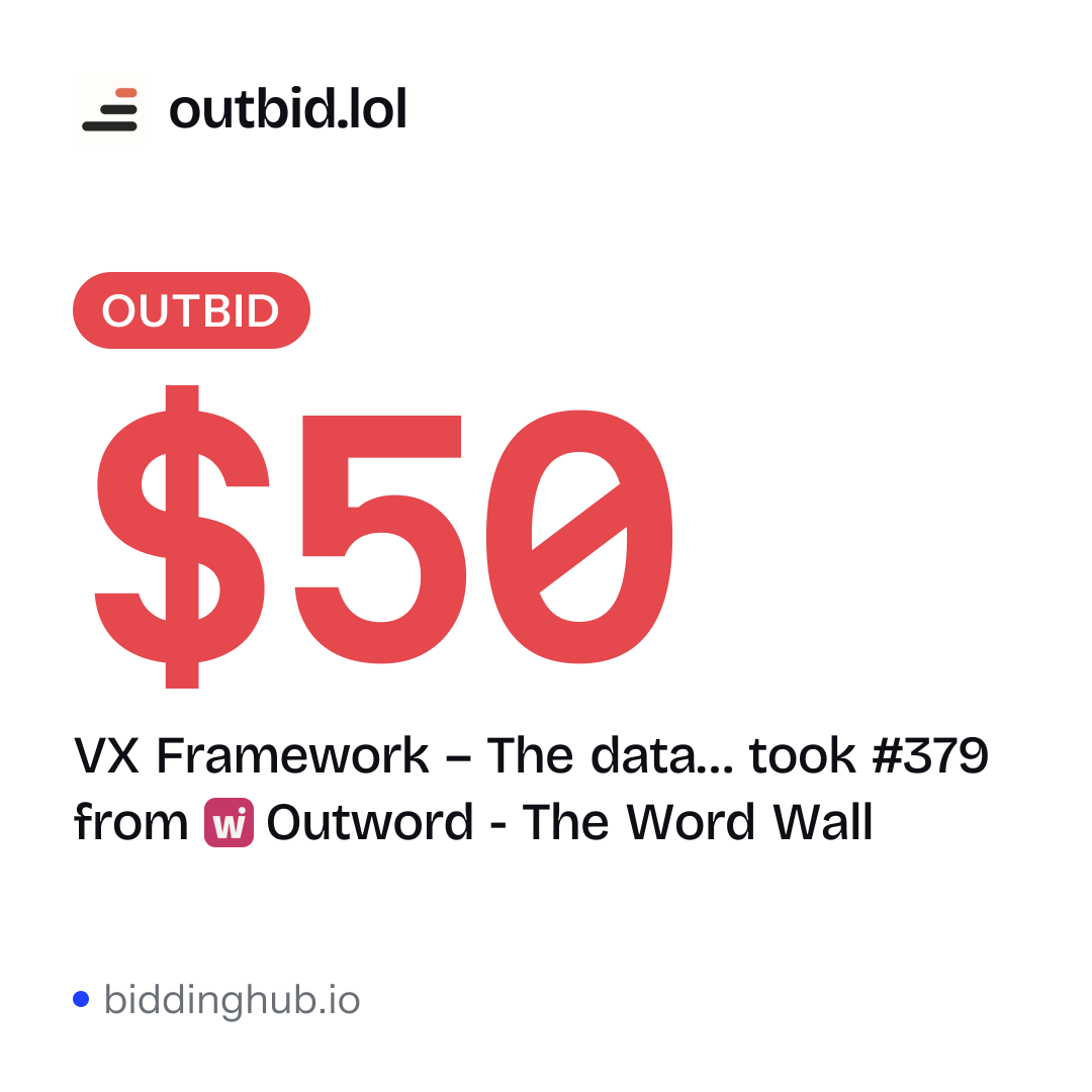 VX Framework – The data… took #379 from Outword - The Word Wall on outbid.lol for $50.