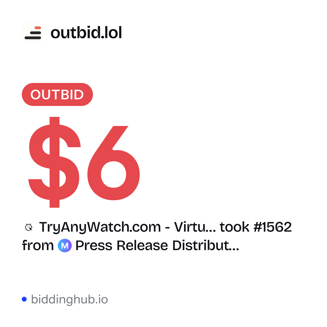 TryAnyWatch.com - Virtu… took #1562 from Press Release Distribut… on outbid.lol for $6.