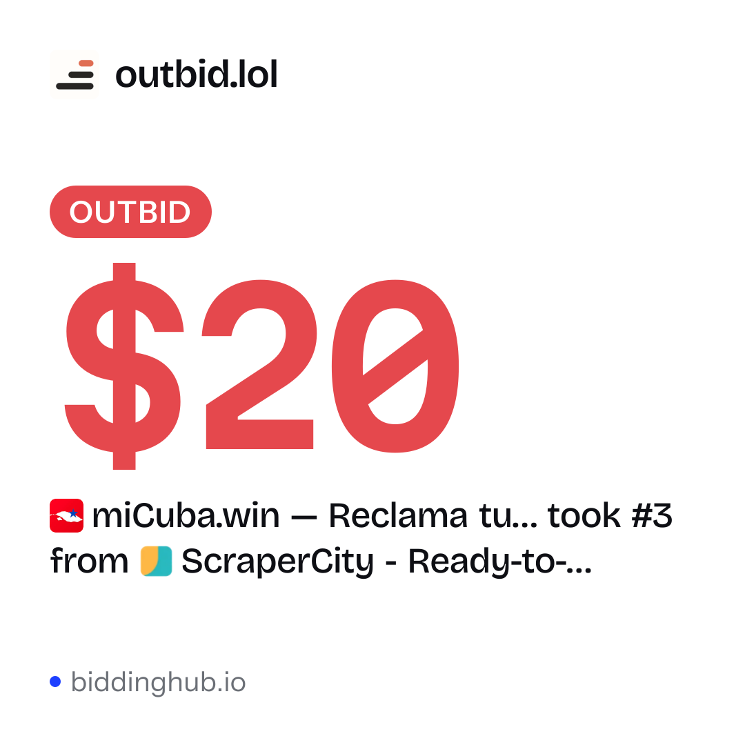 miCuba.win — Reclama tu… took #3 from ScraperCity - Ready-to-… on outbid.lol for $20.