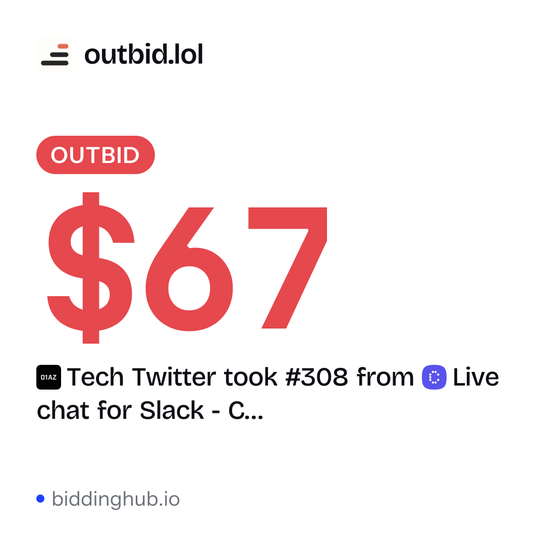 Tech Twitter took #308 from Live chat for Slack - C… on outbid.lol for $67.