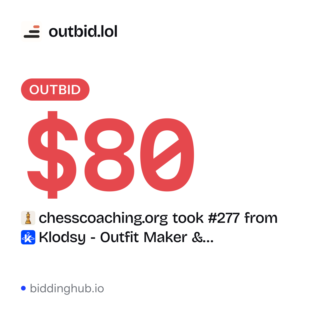 chesscoaching.org took #277 from Klodsy - Outfit Maker &… on outbid.lol for $80.