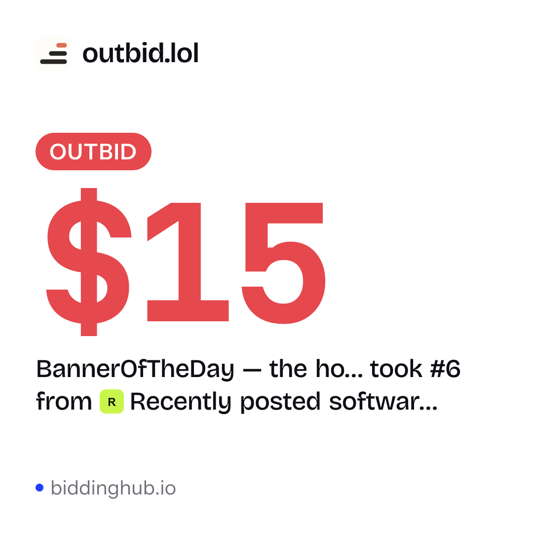 BannerOfTheDay — the ho… took #6 from Recently posted softwar… on outbid.lol for $15.