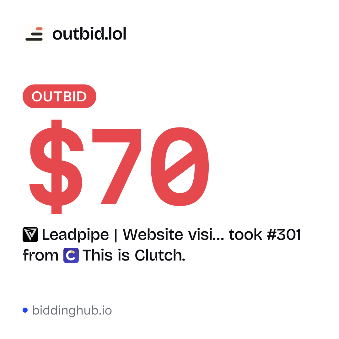 Leadpipe | Website visi… took #301 from This is Clutch. on outbid.lol for $70.