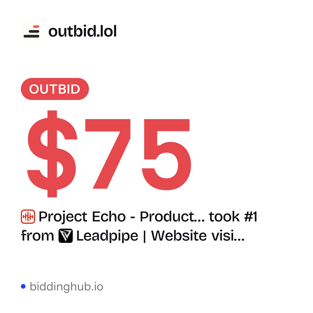Project Echo - Product… took #1 from Leadpipe | Website visi… on outbid.lol for $75.