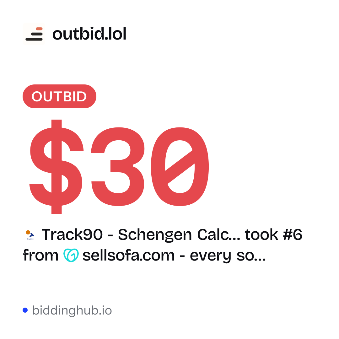Track90 - Schengen Calc… took #6 from sellsofa.com - every so… on outbid.lol for $30.