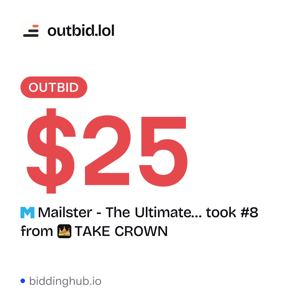 Mailster - The Ultimate… took #8 from TAKE CROWN on outbid.lol for $25.