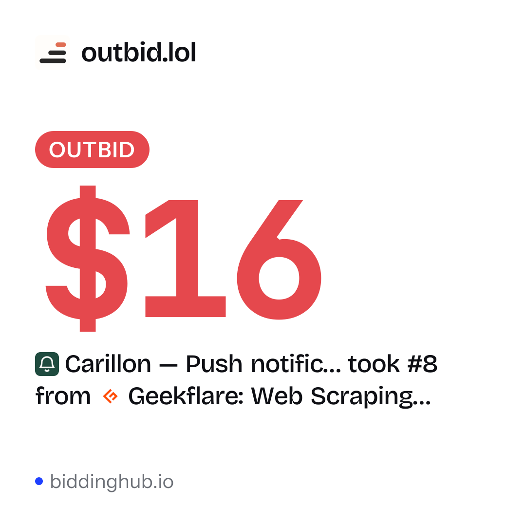 Carillon — Push notific… took #8 from Geekflare: Web Scraping… on outbid.lol for $16.