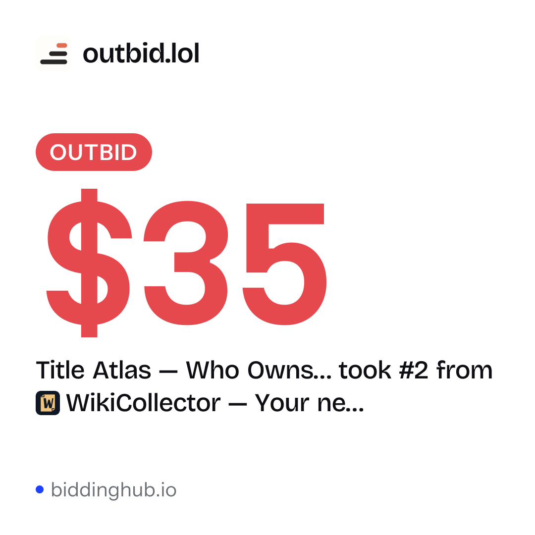 Title Atlas — Who Owns… took #2 from WikiCollector — Your ne… on outbid.lol for $35.