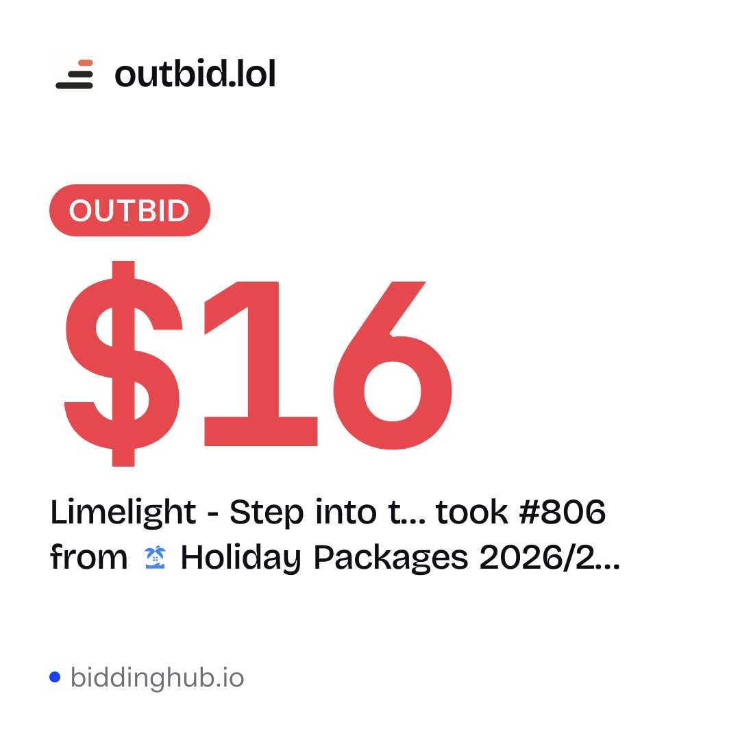 Limelight - Step into t… took #806 from Holiday Packages 2026/2… on outbid.lol for $16.