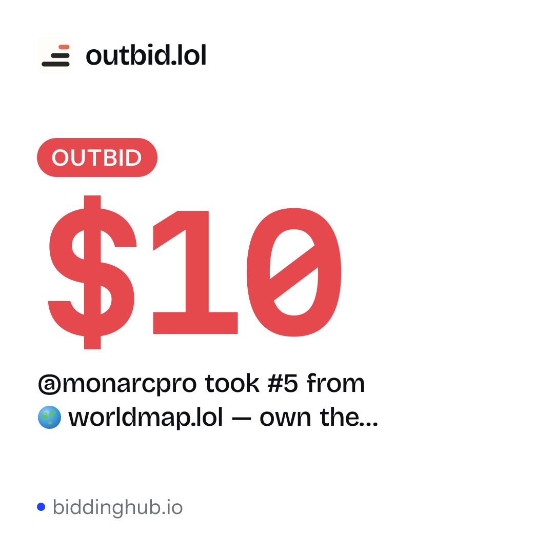 @monarcpro took #5 from worldmap.lol — own the… on outbid.lol for $10.