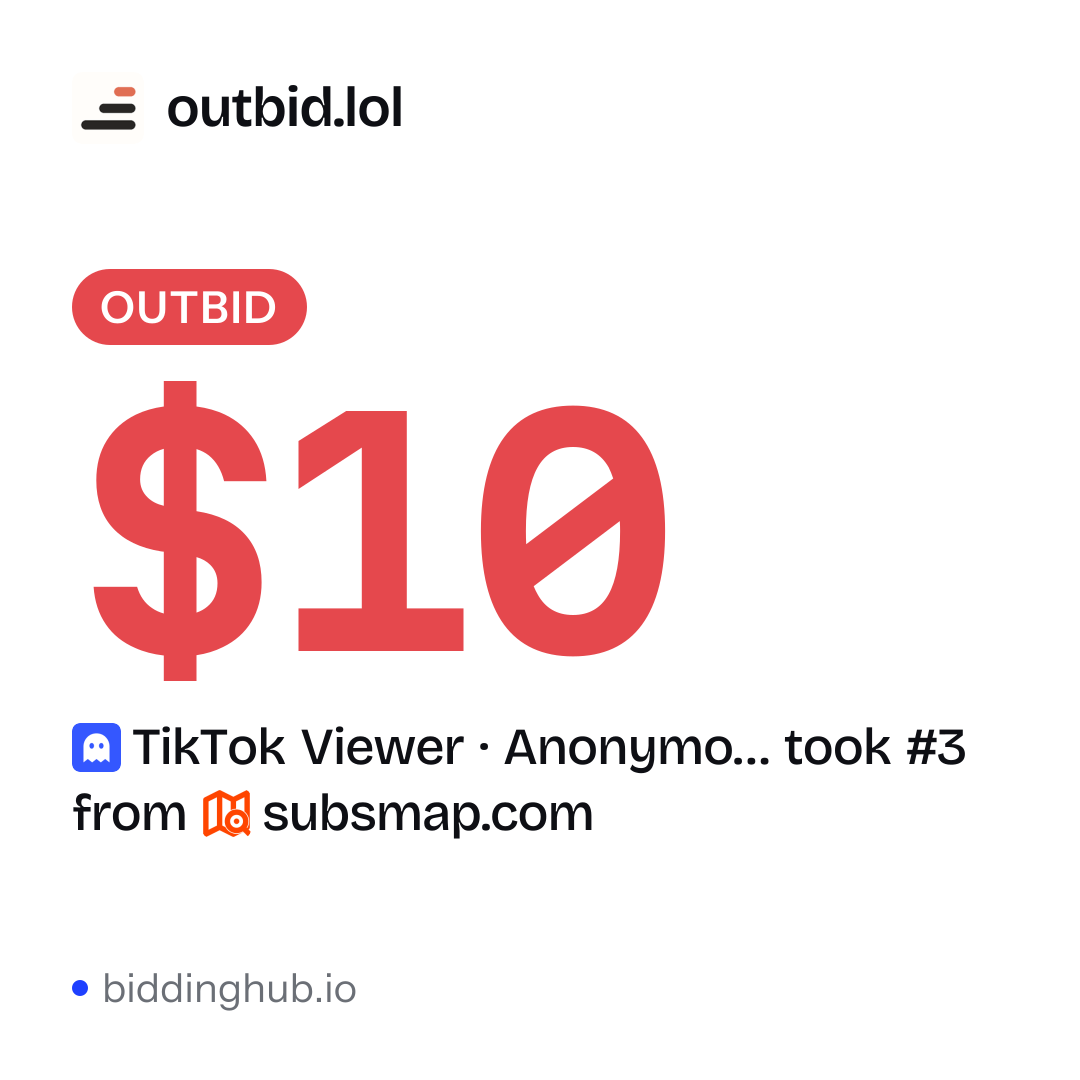 TikTok Viewer · Anonymo… took #3 from subsmap.com on outbid.lol for $10.