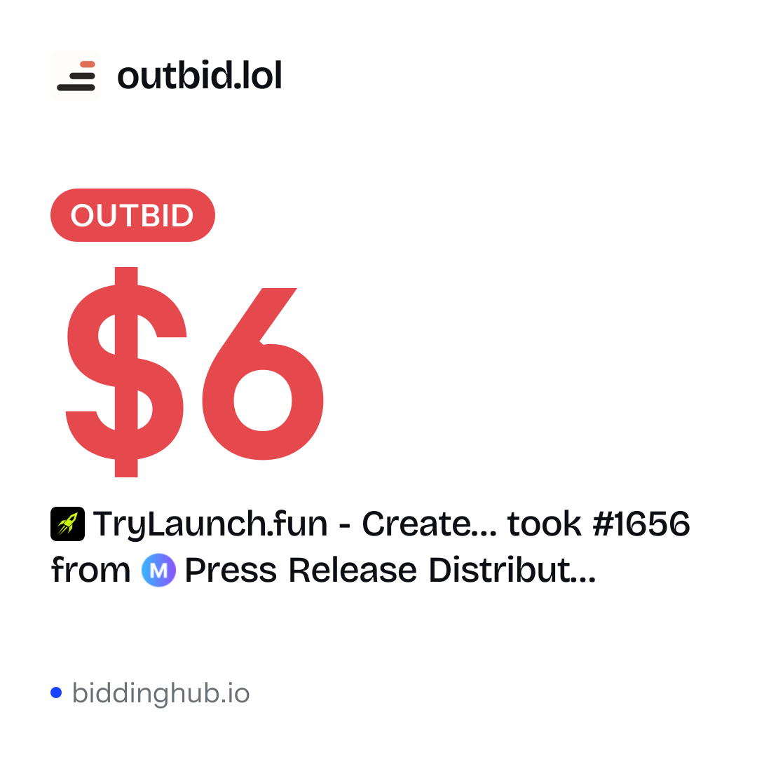TryLaunch.fun - Create… took #1656 from Press Release Distribut… on outbid.lol for $6.