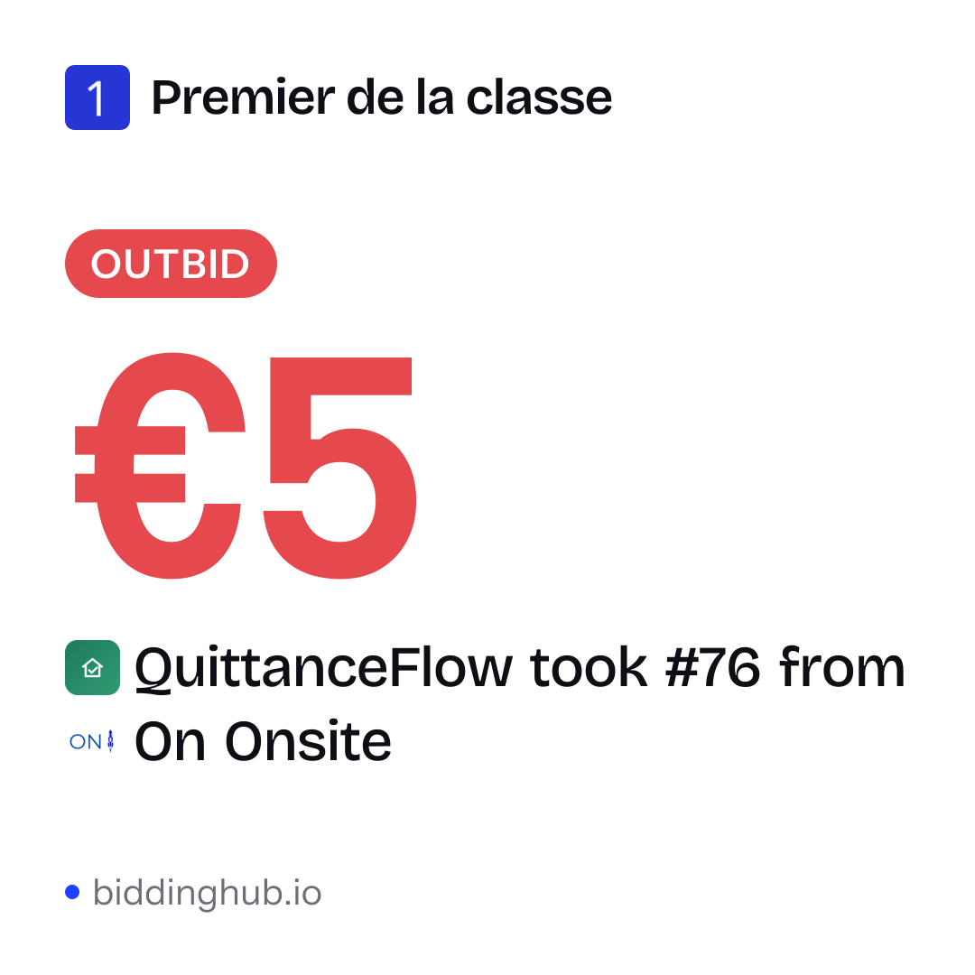 QuittanceFlow took #76 from On Onsite on Premier de la classe for €5.
