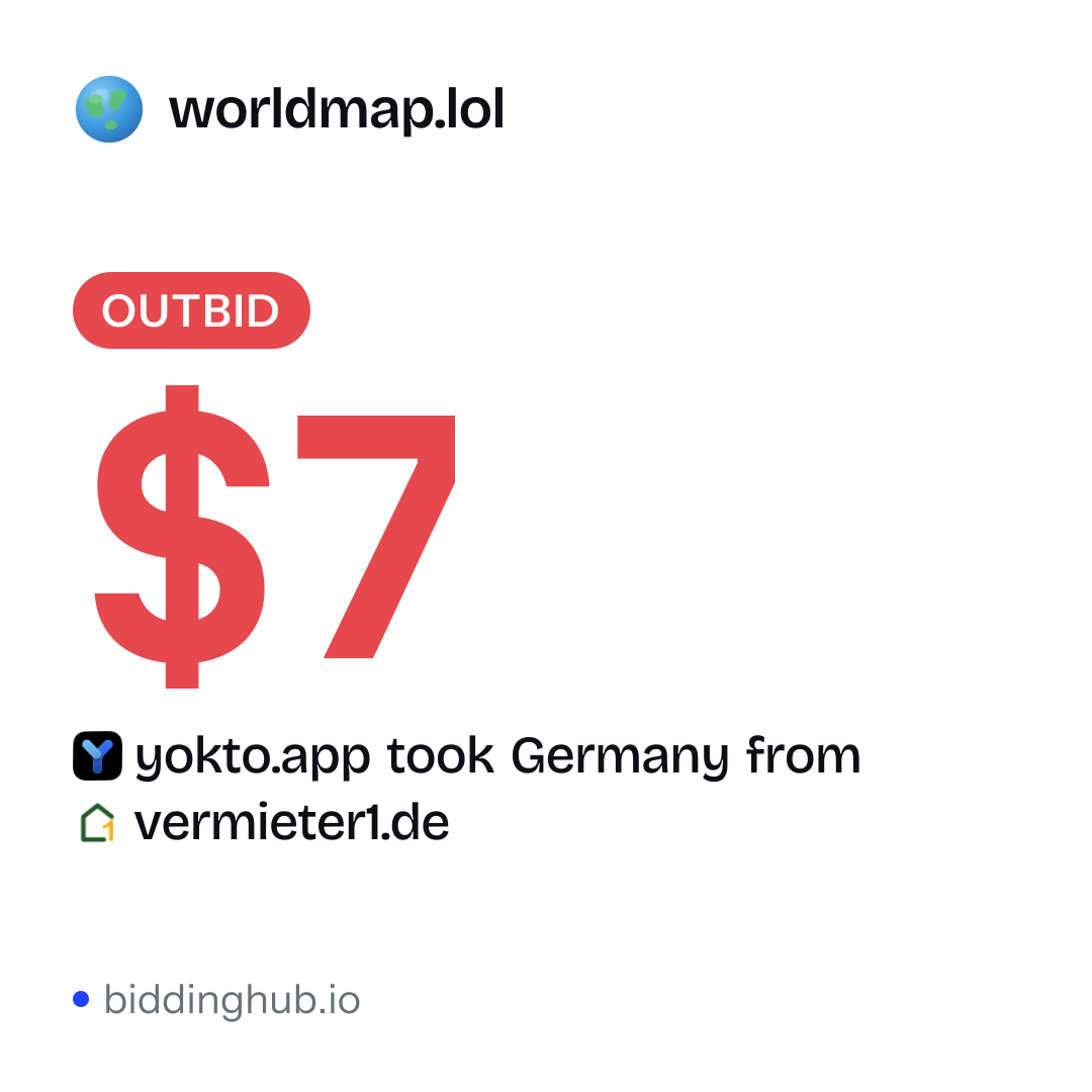 yokto.app took Germany from vermieter1.de on worldmap.lol for $7.